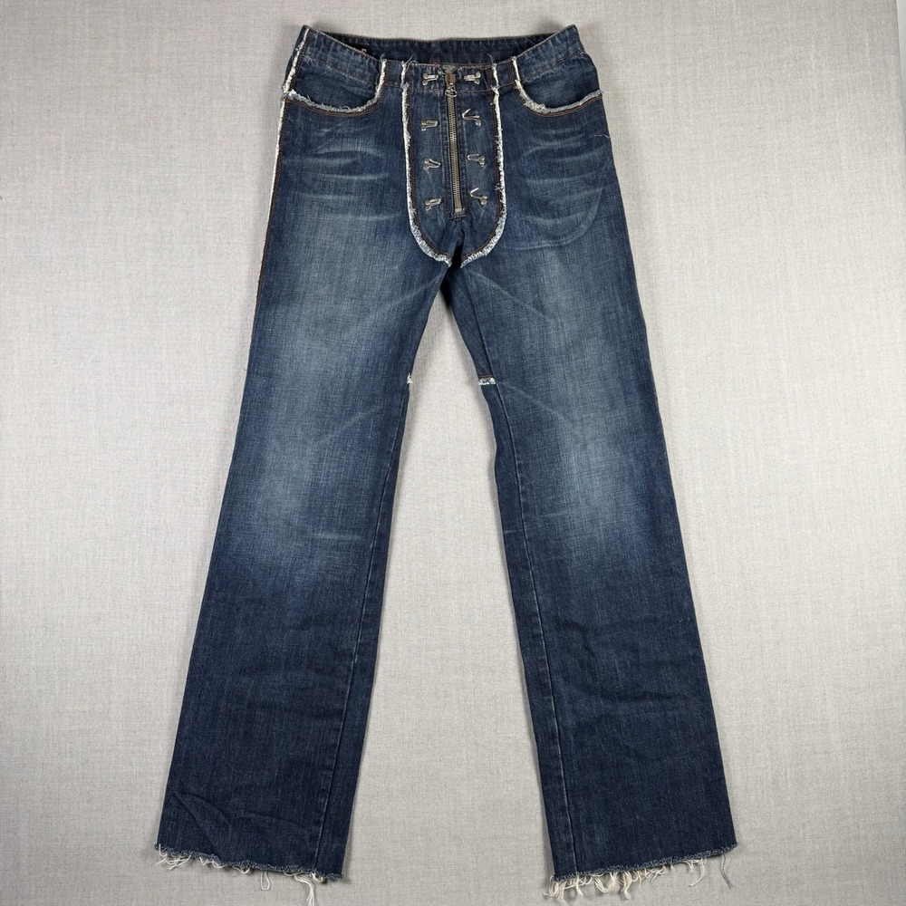 JPG Jean's Jean Paul Gaultier Womens 30" Corset Lace Up Flare Jeans Y2K Vintage